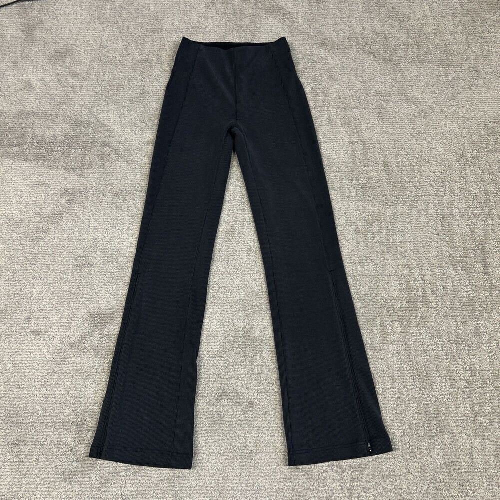 Lululemon Pants Women 4 Brushed Softstreme Ribbed Zip Flare Charcoal Gray W5EUBS
